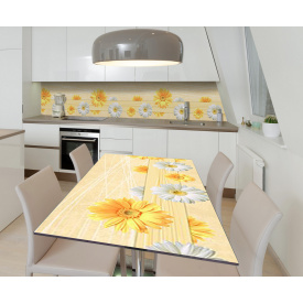 Наклейка 3Д виниловая на стол Zatarga «Цветочный союз» 650х1200 мм для домов, квартир, столов, кофейн, кафе