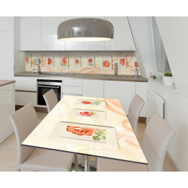 Наклейка 3Д вінілова на стіл Zatarga «Квіткові спогади» 650х1200 мм для будинків, квартир, столів, кав'ярень