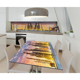 Наклейка 3Д виниловая на стол Zatarga «Сан-Франциско в огнях» 600х1200 мм для домов, квартир, столов, кофейн