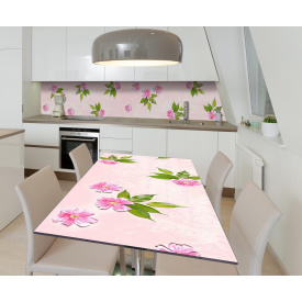 Наклейка 3Д виниловая на стол Zatarga «Зефирные цветы» 600х1200 мм для домов, квартир, столов, кофейн, кафе