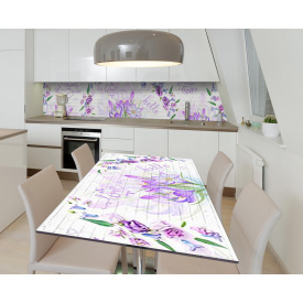 Наклейка 3Д вінілова на стіл Zatarga «Пурпурні первоцвіти» 600х1200 мм для будинків, квартир, столів, кав'ярень