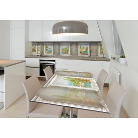 Наклейка 3Д виниловая на стол Zatarga «Классические колонны» 600х1200 мм для домов, квартир, столов, кофейн,
