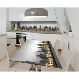 Наклейка 3Д виниловая на стол Zatarga «Золотой мегаполис» 600х1200 мм для домов, квартир, столов, кофейн, кафе
