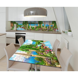 Наклейка 3Д виниловая на стол Zatarga «Вид на бирюзовую лагуну» 650х1200 мм для домов, квартир, столов