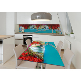 Наклейка 3Д виниловая на стол Zatarga «Затерянный остров» 650х1200 мм для домов, квартир, столов, кофейн, кафе
