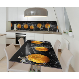 Наклейка 3Д вінілова на стіл Zatarga «Цитрусовий сплеск» 650х1200 мм для будинків, квартир, столів, кав'ярень