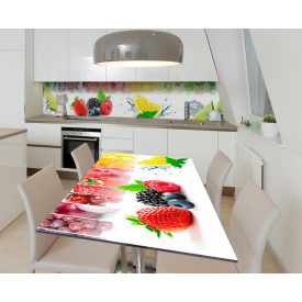 Наклейка 3Д виниловая на стол Zatarga «Фруктовая радуга» 600х1200 мм для домов, квартир, столов, кофейн, кафе