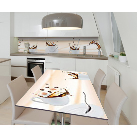 Наклейка 3Д виниловая на стол Zatarga «Кофейные брызги» 650х1200 мм для домов, квартир, столов, кофейн, кафе