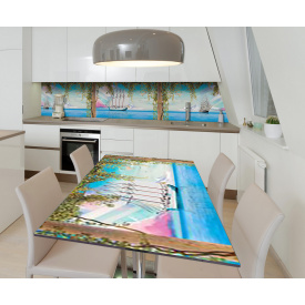 Наклейка 3Д вінілова на стіл Zatarga «Флотилія» 650х1200 мм для будинків, квартир, столів, кав'ярень.