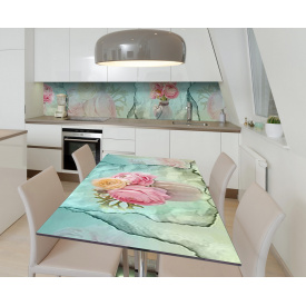 Наклейка 3Д вінілова на стіл Zatarga «На уривках бірюзи» 600х1200 мм для будинків, квартир, столів, кав'ярень,