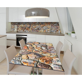 Наклейка 3Д вінілова на стіл Zatarga «Камінний пазл» 650х1200 мм для будинків, квартир, столів, кав'ярень.