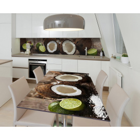 Наклейка 3Д виниловая на стол Zatarga «Лайм, кокос и авокадо» 600х1200 мм для домов, квартир, столов, кофейн,