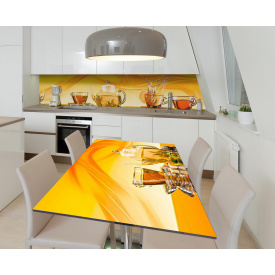 Наклейка 3Д вінілова на стіл Zatarga «Чай з лимоном» 600х1200 мм для будинків, квартир, столів, кав'ярень