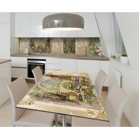 Наклейка 3Д виниловая на стол Zatarga «Фонтан и водопад» 650х1200 мм для домов, квартир, столов, кофейн, кафе