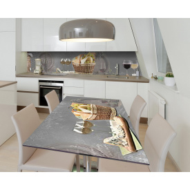 Наклейка 3Д вінілова на стіл Zatarga «Сири богеми» 650х1200 мм для будинків, квартир, столів, кав'ярень.