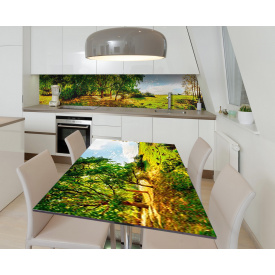 Наклейка 3Д виниловая на стол Zatarga «Поляна у водоёма» 650х1200 мм для домов, квартир, столов, кофейн, кафе