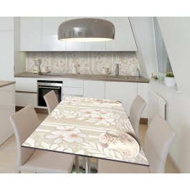 Наклейка 3Д вінілова на стіл Zatarga «Ажурний ранок» 600х1200 мм для будинків, квартир, столів, кав'ярень, кафе