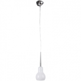 Люстра подвесная для кухни, для спальни, для гостиной, коридора Brille 60W E27 Хром корпус, белый плафон