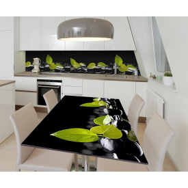 Наклейка виниловая на стол Zatarga "Зеленые листья на камнях" 650х1200 мм