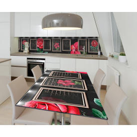 Наклейка вінілова на стіл Zatarga  "Троянди в Рамках" 600х1200 мм
