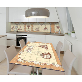 Наклейка 3Д вінілова на стіл Zatarga «Кухонні віньєтки» 650х1200 мм для будинків, квартир, столів, кав'ярень, кафе