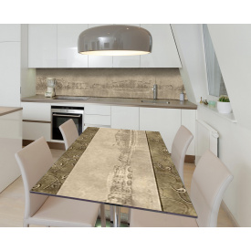 Наклейка 3Д вінілова на стіл Zatarga «Панорама в сепії» 650х1200 мм для будинків, квартир, столів, кав'ярень.