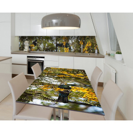 Наклейка 3Д виниловая на стол Zatarga «В гостях у жёлтой акации» 650х1200 мм для домов, квартир, столов,