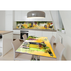 Наклейка 3Д виниловая на стол Zatarga «Счастливый сомелье» 650х1200 мм для домов, квартир, столов, кофейн,