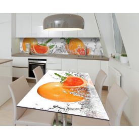 Наклейка 3Д вінілова на стіл Zatarga «Купання грейпфрута» 650х1200 мм для будинків, квартир, столів, кав'ярень