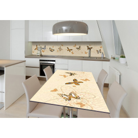 Наклейка 3Д вінілова на стіл Zatarga «Метелики в охрі» 600х1200 мм для будинків, квартир, столів, кав'ярень, кафе