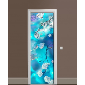 Наклейка на дверь Zatarga «Бирюзовые грёзы» 650х2000 мм виниловая 3Д наклейка декор самоклеящаяся
