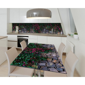 Наклейка 3Д виниловая на стол Zatarga «Пурпурные стены» 650х1200 мм для домов, квартир, столов, кофейн, кафе