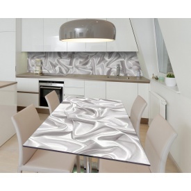 Наклейка 3Д вінілова на стіл Zatarga «Білий шовк» 650х1200 мм для будинків, квартир, столів, кав'ярень