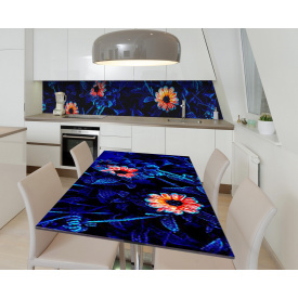 Наклейка 3Д вінілова на стіл Zatarga «Квіти тролю» 600х1200 мм для будинків, квартир, столів, кав'ярень, кафе