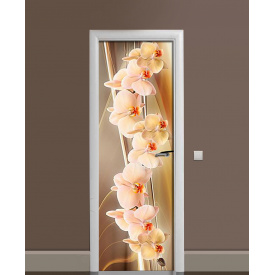 Наклейка на двері Zatarga «Світло-персикова орхідея» 650х2000 мм вінілова 3Д наклейка декор самоклеюча