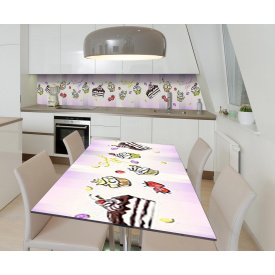 Наклейка 3Д вінілова на стіл Zatarga «Десертні скетчі» 600х1200 мм для будинків, квартир, столів, кав'ярень, кафе