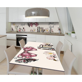 Наклейка 3Д вінілова на стіл Zatarga «Кокетка» 600х1200 мм для будинків, квартир, столів, кав'ярень