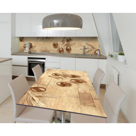 Наклейка 3Д вінілова на стіл Zatarga «Оливки в сепії» 650х1200 мм для будинків, квартир, столів, кав'ярень, кафе