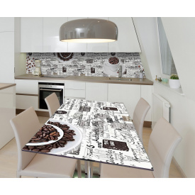 Наклейка 3Д виниловая на стол Zatarga «Кофейные записки» 650х1200 мм для домов, квартир, столов, кофейн, кафе