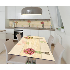 Наклейка 3Д вінілова на стіл Zatarga «Квітковий клуб» 650х1200 мм для будинків, квартир, столів, кав'ярень.