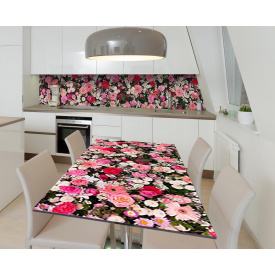 Наклейка 3Д вінілова на стіл Zatarga «Асорти з квітів» 600х1200 мм для будинків, квартир, столів, кав'ярень, кафе
