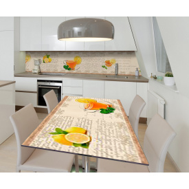 Наклейка 3Д виниловая на стол Zatarga «Лимонный чай» 600х1200 мм для домов, квартир, столов, кофейн, кафе