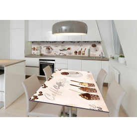 Наклейка 3Д виниловая на стол Zatarga «Кофейная лакомка» 650х1200 мм для домов, квартир, столов, кофейн, кафе