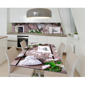 Наклейка 3Д вінілова на стіл Zatarga «Ранок з коханою» 600х1200 мм для будинків, квартир, столів, кав'ярень, кафе