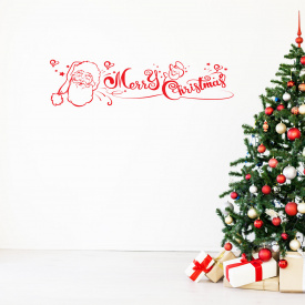 Новогодняя виниловая наклейка Zatarga Merry Christmas! 1100х280мм Красный (Z202025/1)