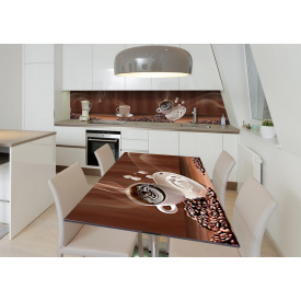 Наклейка 3Д вінілова на стіл Zatarga «Чашка міцної кави» 650х1200 мм для будинків, квартир, столів, кав'ярень