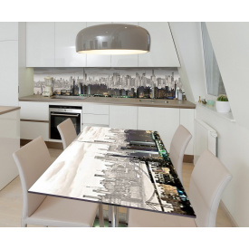 Наклейка 3Д виниловая на стол Zatarga «Современный Нью-Йорк» 600х1200 мм для домов, квартир, столов, кофейн,