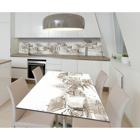 Наклейка 3Д виниловая на стол Zatarga «Городские окраины» 650х1200 мм для домов, квартир, столов, кофейн, кафе