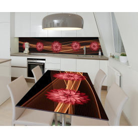 Наклейка 3Д виниловая на стол Zatarga «Цветочное танго» 600х1200 мм для домов, квартир, столов, кофейн, кафе