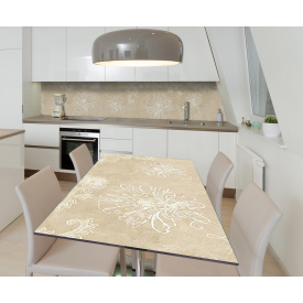 Наклейка 3Д вінілова на стіл Zatarga «Квіткові відбитки» 600х1200 мм для будинків, квартир, столів, кав'ярень, кафе